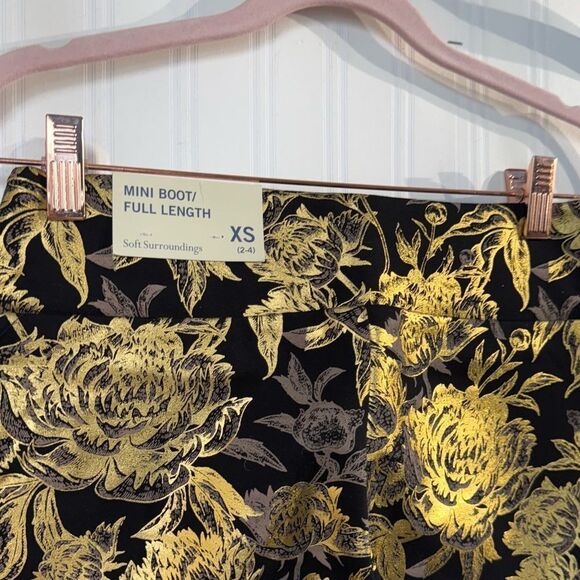 NWT Soft Surroundings Gold and Black Skinny Pants Mini Boot cut Sz‎ XS - Picture 5 of 8